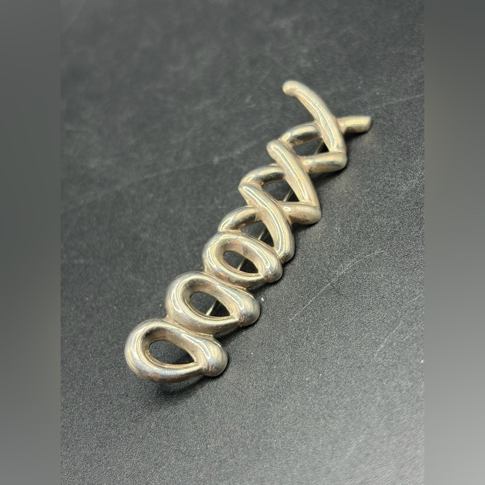 925 Sterling Silver Vintage Hugs & Kisses XXXOOO Brooch Pin Jewelry, Collectible